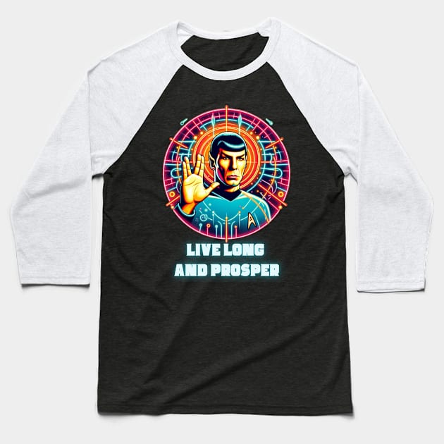 Spock - Neon Prosperity Baseball T-Shirt by Tiger Mountain Design Co.